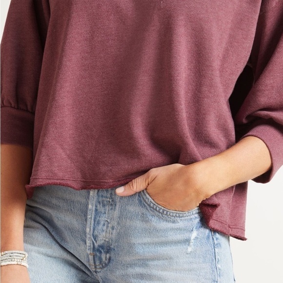 Nwt Michael Stars Anthropologie Julie Elbow Sleeve Pullover in Fired Brick - Picture 4 of 9